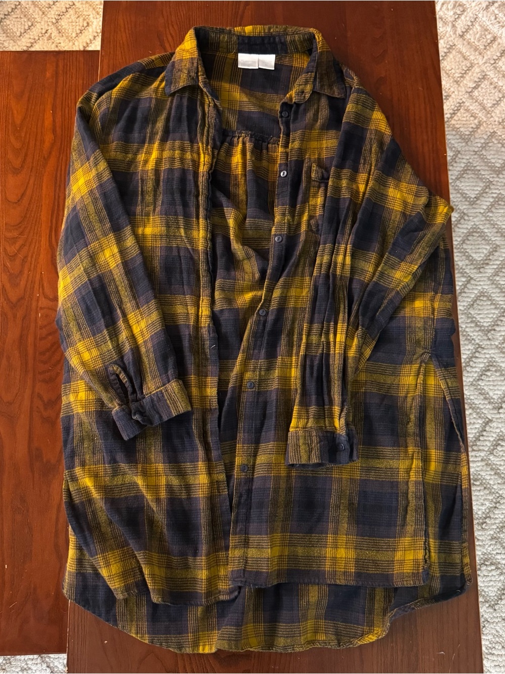 Passport Yellow & Navy Plaid Lightweight Long Shirt Jacket/Shacket
